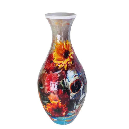 3D Flower Vase Puzzle with Curved Interlocking Pieces