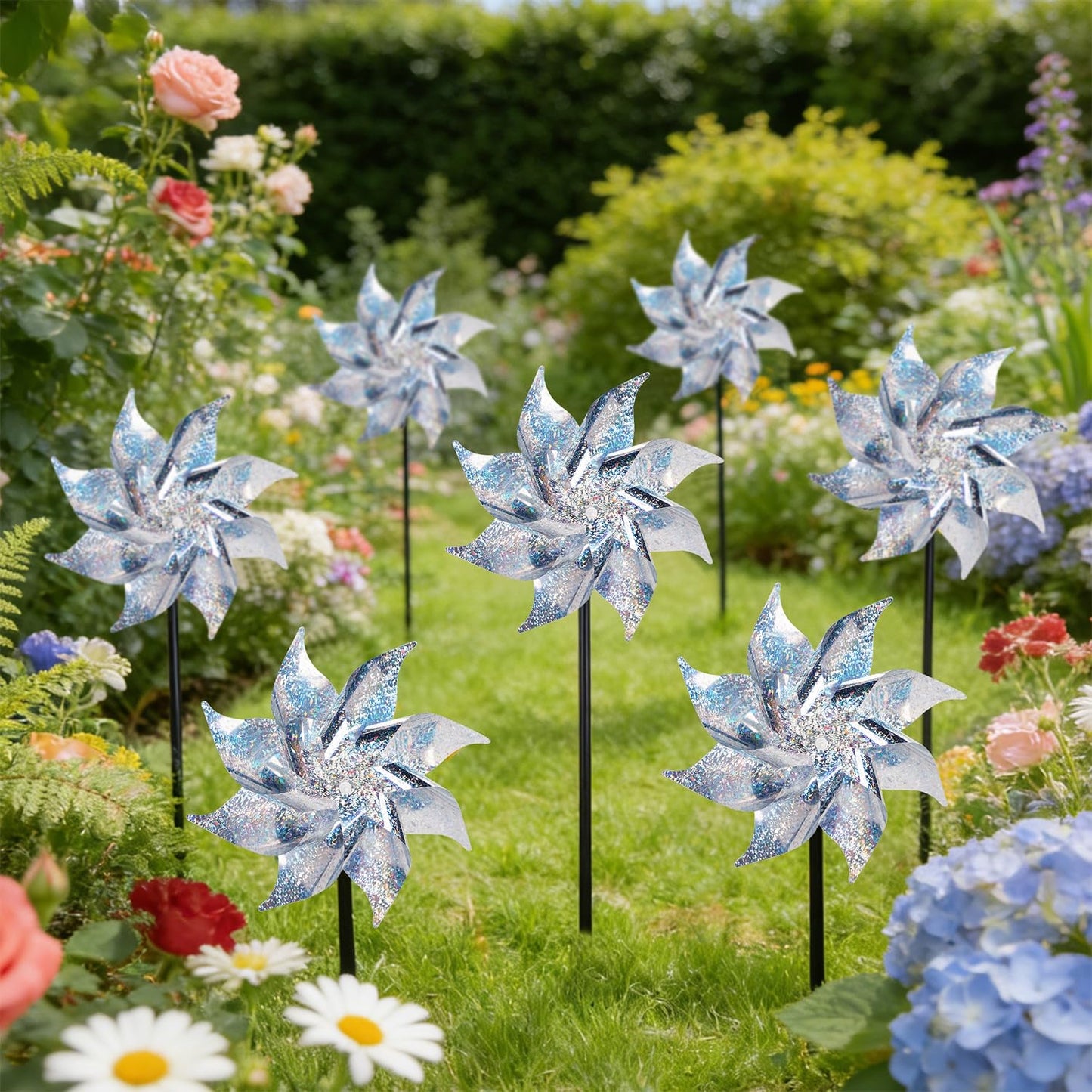 LAST DAY — BUY 6 GET 6 FREE 🔥Reflective Wind Spinner With Stake – Garden Bird Repellent Decor 🦅