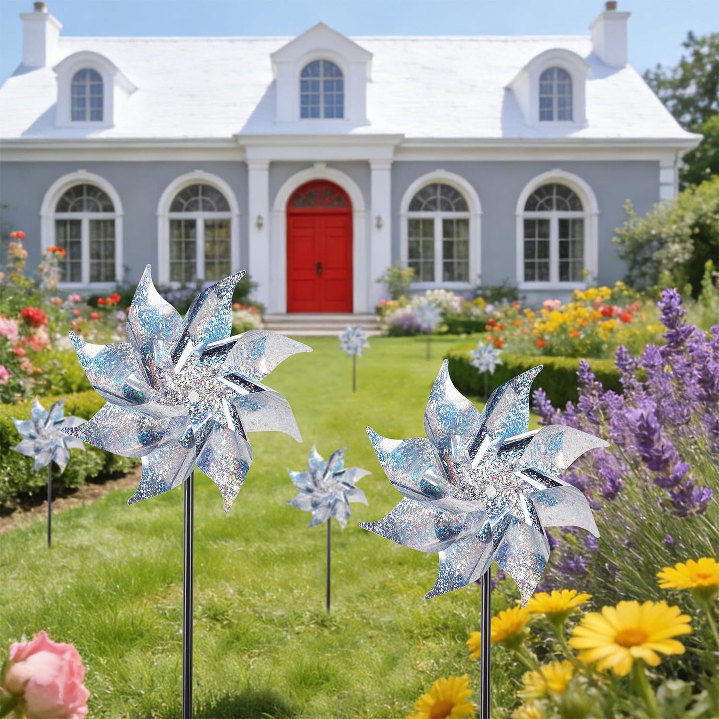 LAST DAY — BUY 6 GET 6 FREE 🔥Reflective Wind Spinner With Stake – Garden Bird Repellent Decor 🦅