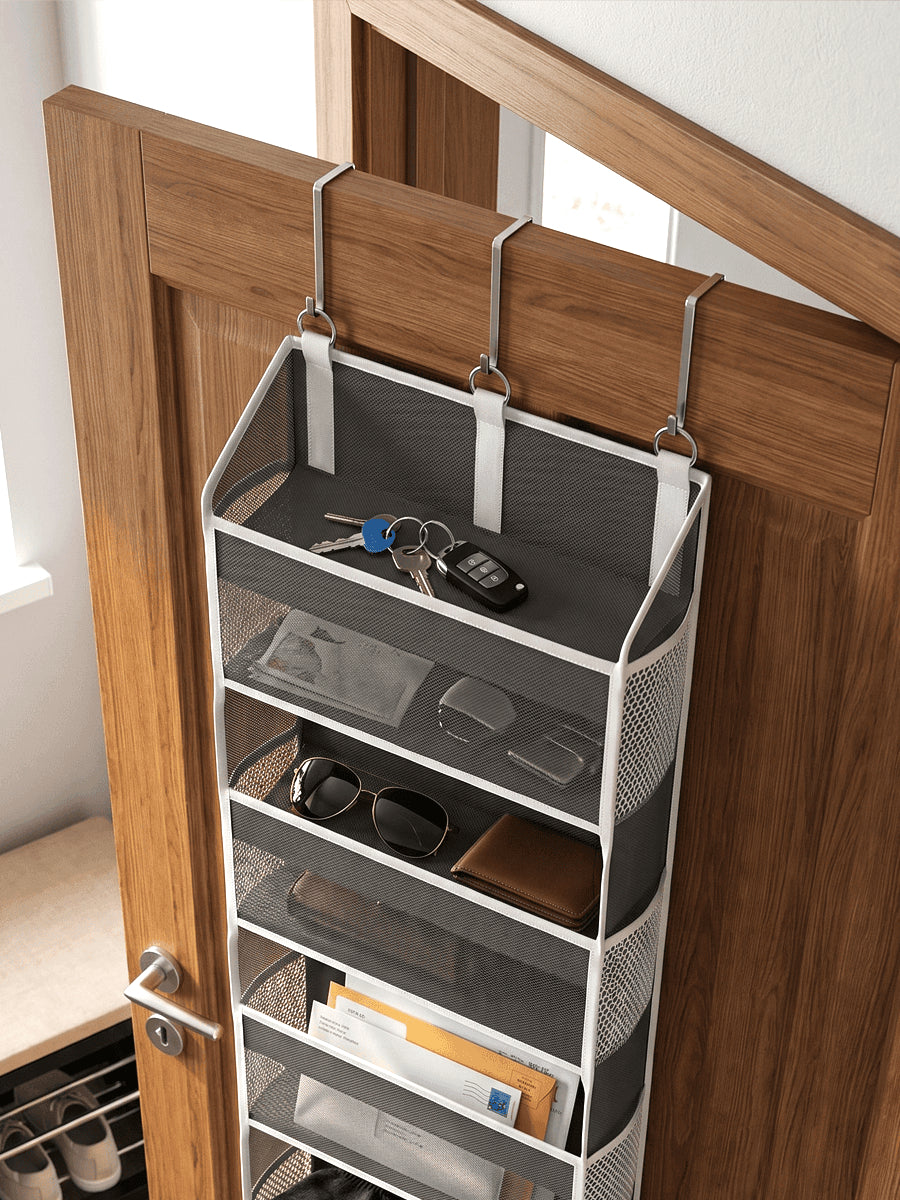 5-Tier Over Door Hanging Storage Organizer | Space Saving Closet Hanging Bag