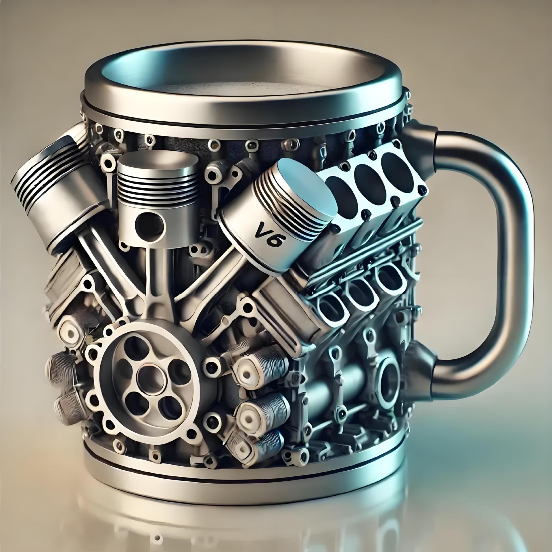 Silver V6 Engine Mug / 🚗🏁Every engine tells a story. Which one is yours?