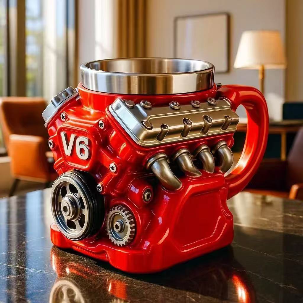 Red V6 Engine Mug / 🚗🏁Every engine tells a story. Which one is yours?