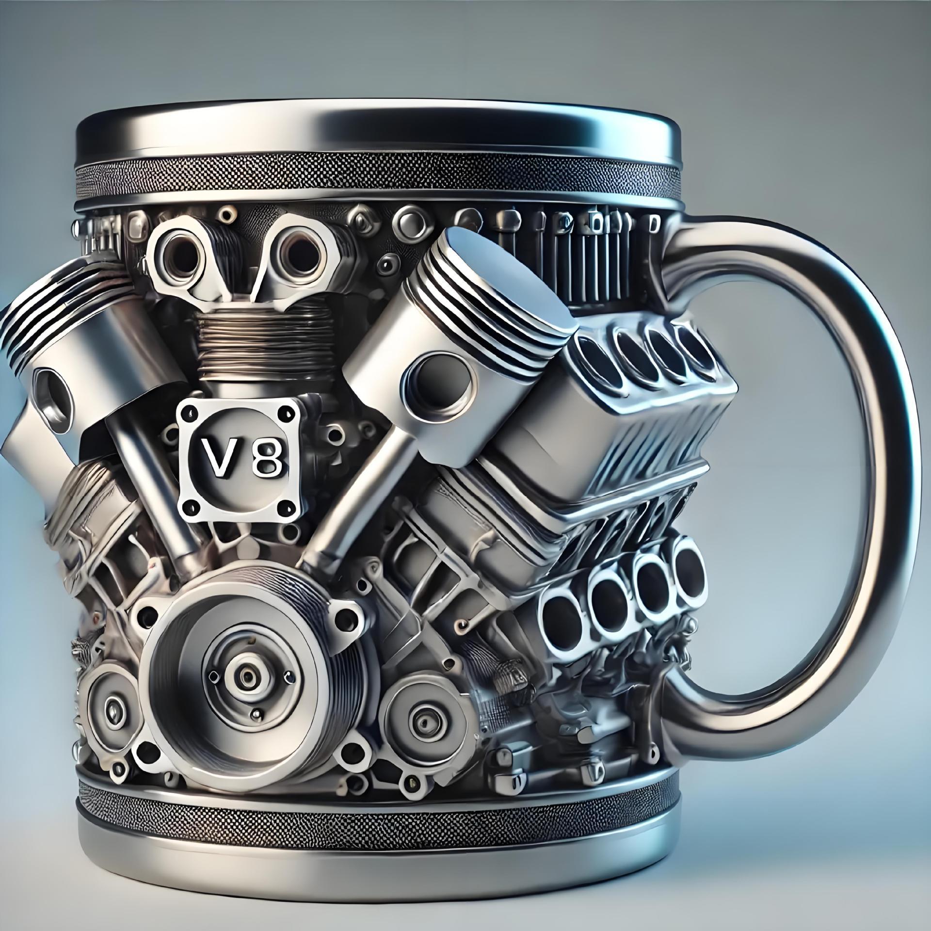Silver V8 Engine Mug / 🚗🏁Every engine tells a story. Which one is yours?