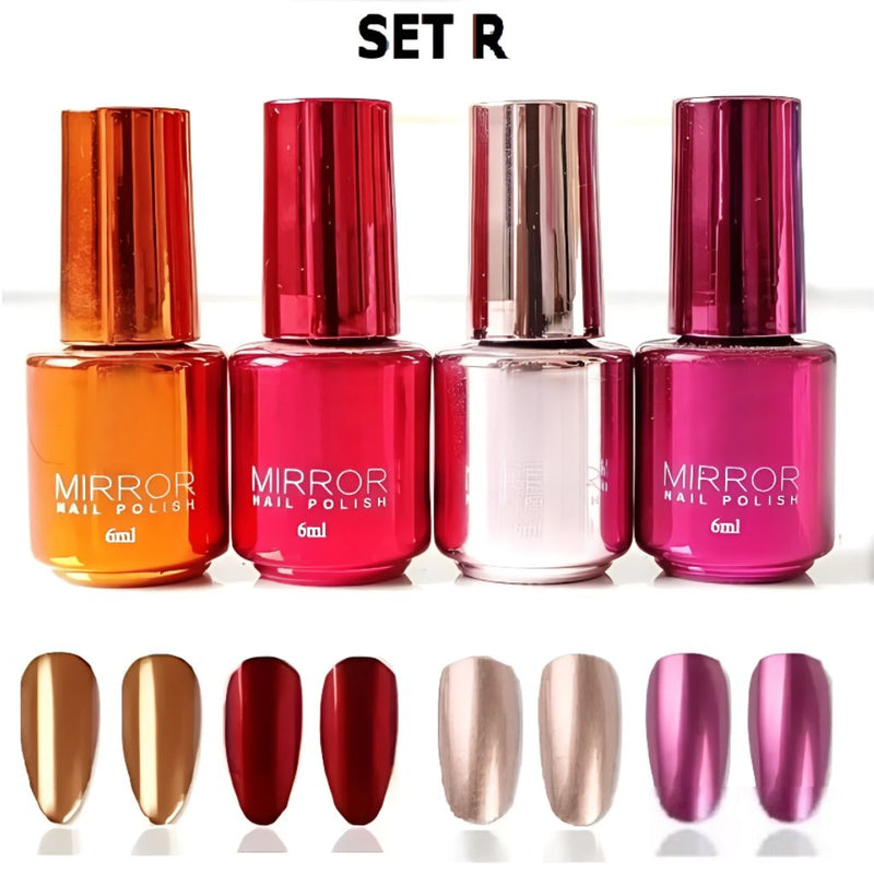 Metallic Mirror Finish Glass Nail Polish Pack Of 4