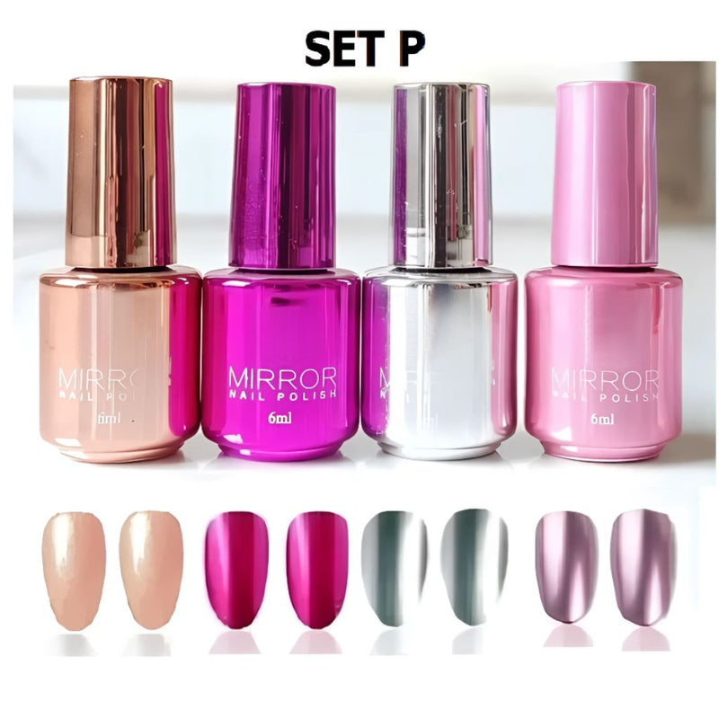 Metallic Mirror Finish Glass Nail Polish Pack Of 4