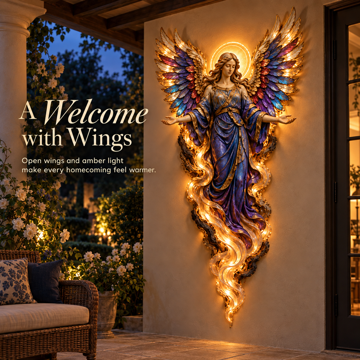 ✝️ Heavenly Radiance  Lighted Angel Wall Sculpture ✨