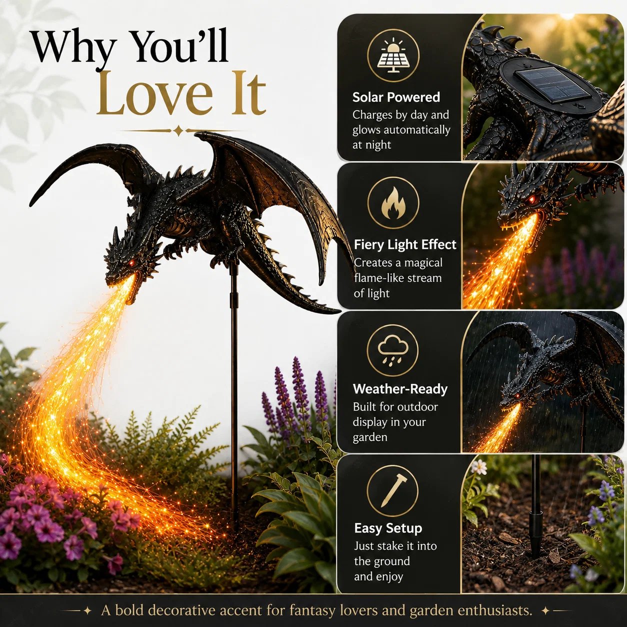 🔥LAST DAY 49% OFF - 🔥Solar Dragon Fire Garden Light
