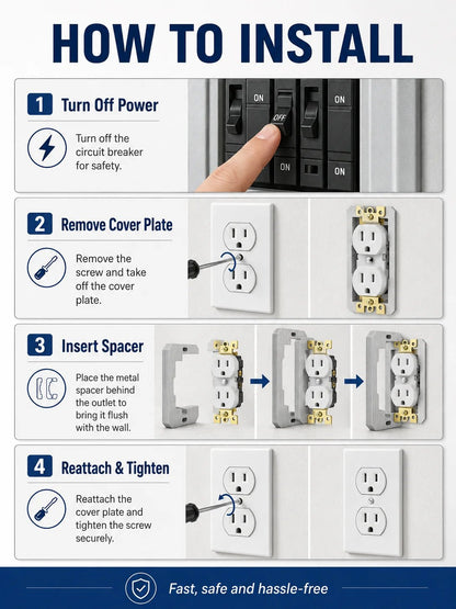 🛠 Outlet Repair Spacers – Easy Fix for Loose, Crooked & Recessed Outlets