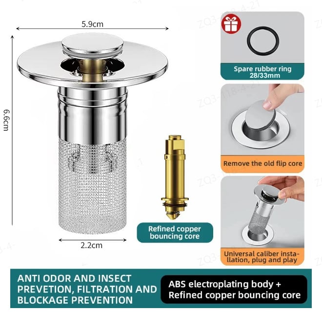 🔥Universal 2-in-1 Bathroom/Kitchen Sink Stopper