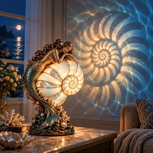 ✨🐚 Moon Tide Mermaid Nautilus Lamp🐚
