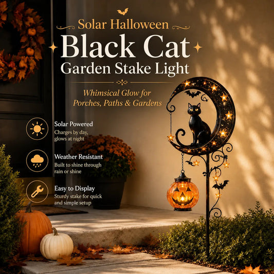 🐈 Solar Black Cat Garden Stake Light 🎃 Create a Magical Halloween Glow