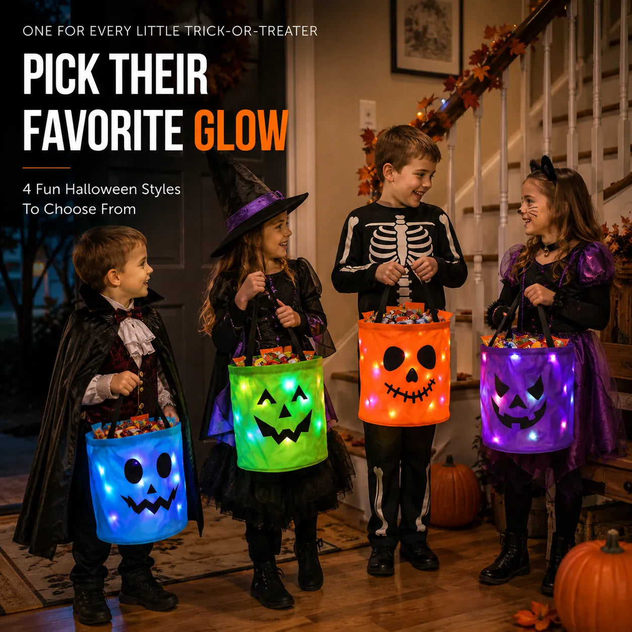 🎃LED Light-Up Halloween Candy Bag