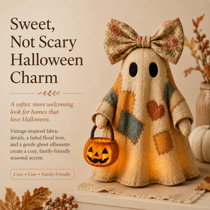 👻 Handmade Patchwork Ghost Pumpkin Lantern🎃