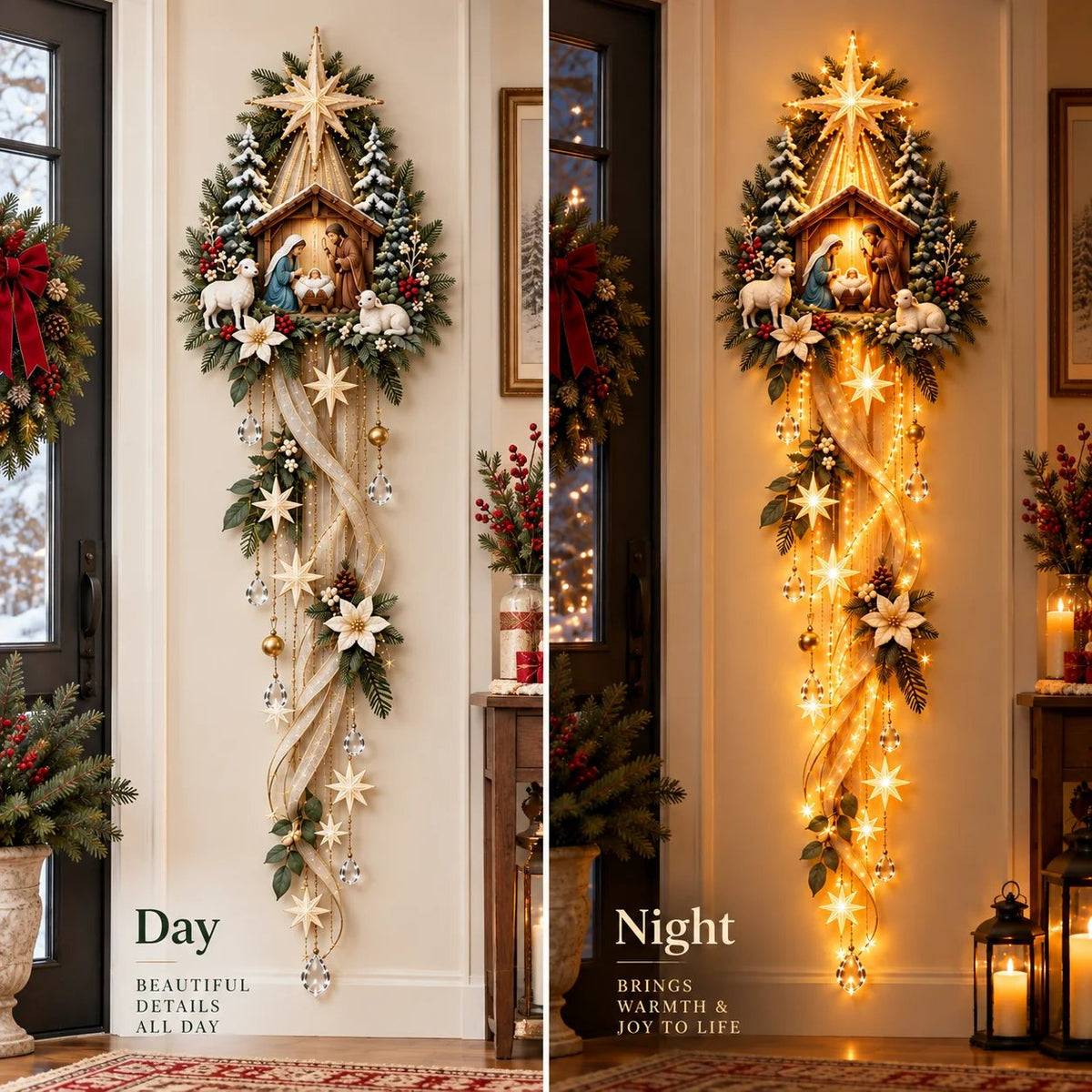 ✨🌟 Nativity Starfall Wall Light – A Meaningful Christmas Glow