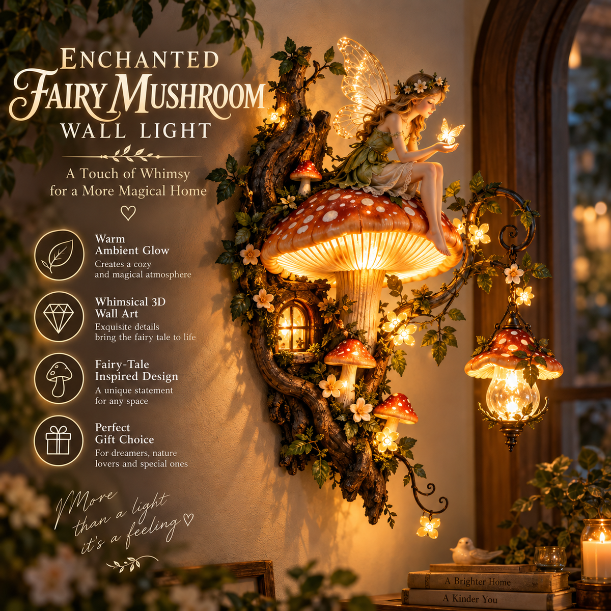 ⏰Limited Stock 50% OFF - 🧚✨ Enchanted Mushroom Fairy Wall Light 🍄🌿
