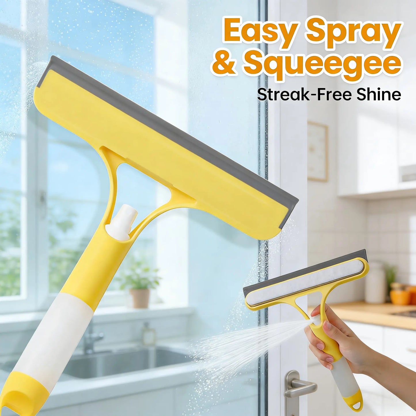 3-in-1 Glass Cleaner — Scraper + Squeegee + Scrubber | Window, Mirror & Car Windshield Tool
