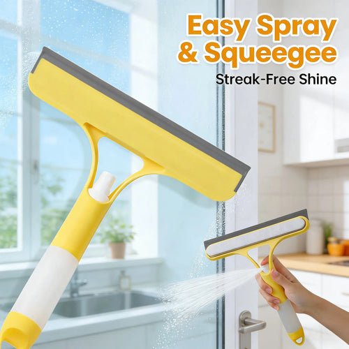 3-in-1 Glass Cleaner — Scraper + Squeegee + Scrubber | Window, Mirror & Car Windshield Tool