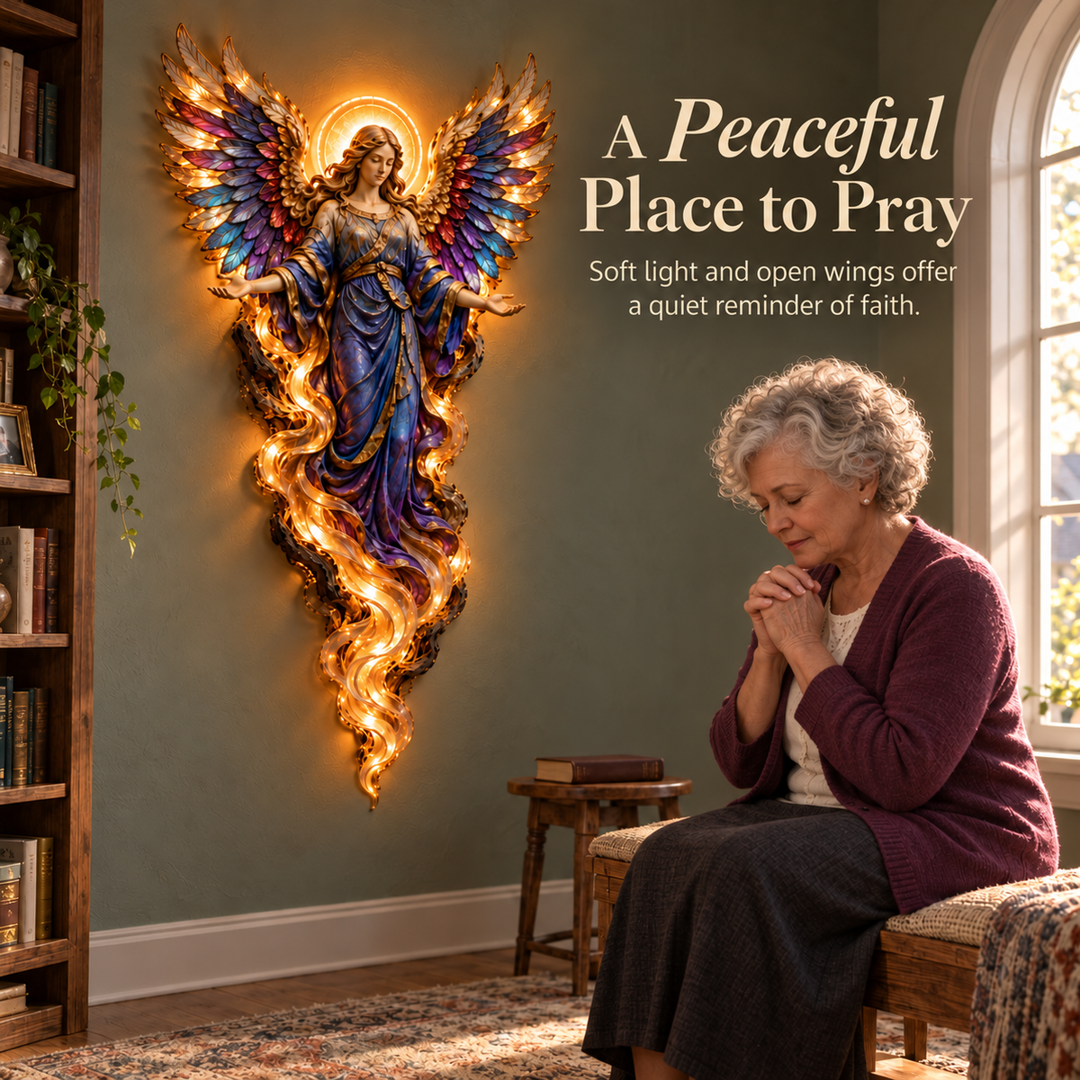 ✝️ Heavenly Radiance  Lighted Angel Wall Sculpture ✨