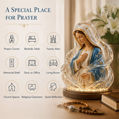 🔥LAST DAY 49% OFF - 🙏Our Lady of Starlight Illuminated Prayer Statue | Religious Decor & Faith Gift✨