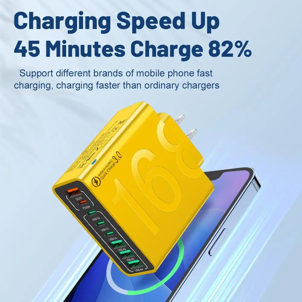 ⚡️8-Port Smart USB-C & USB-A Fast Charging Hub for Phones & Tablets