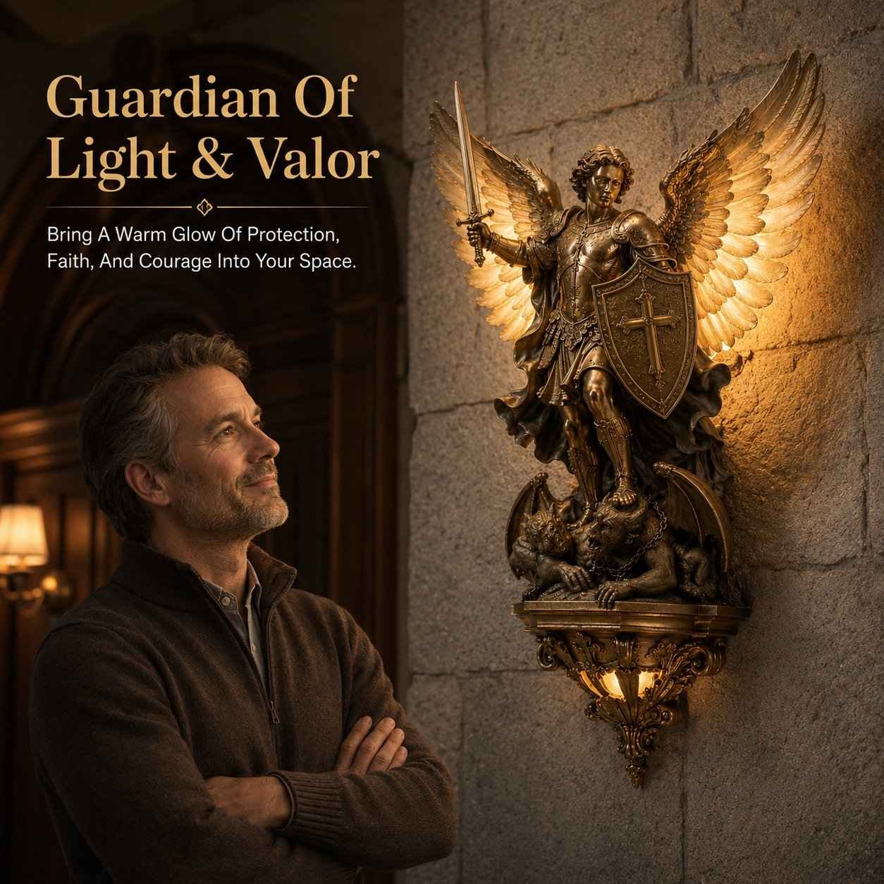 🔥 50% OFF TODAY ✨ Divine Archangel Wall Light | Protection & Faith Decor