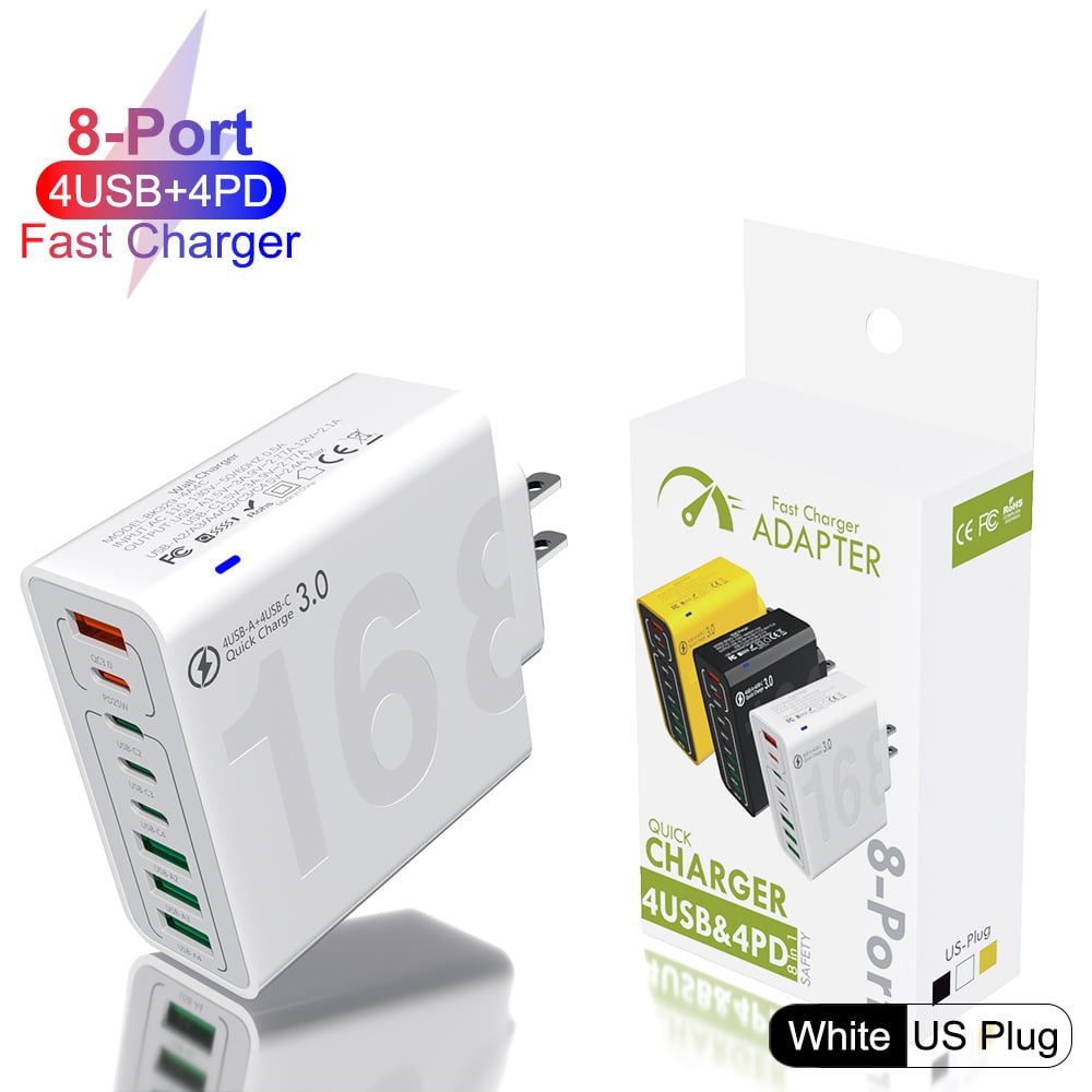 ⚡️8-Port Smart USB-C & USB-A Fast Charging Hub for Phones & Tablets