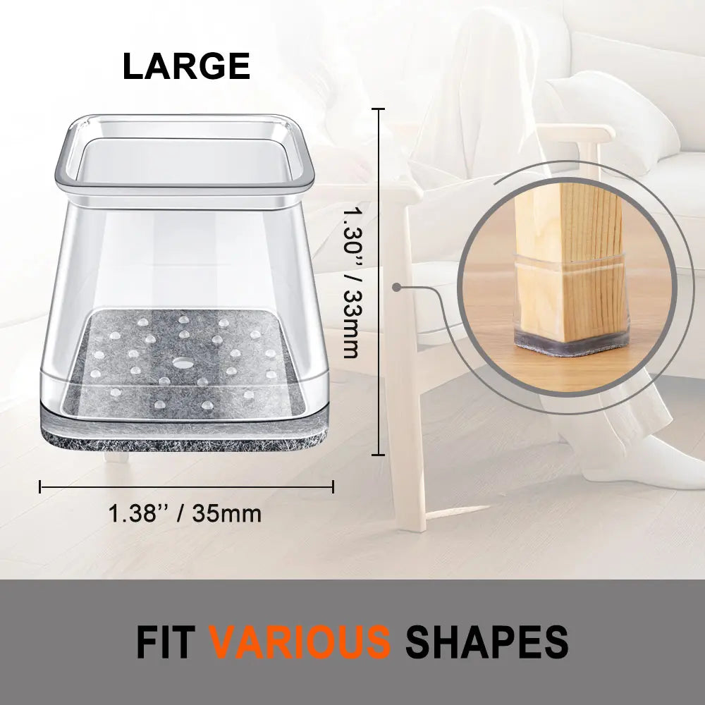 🛡️ 24Pcs Square Chair Leg Floor Protectors – Multi-Surface Protection