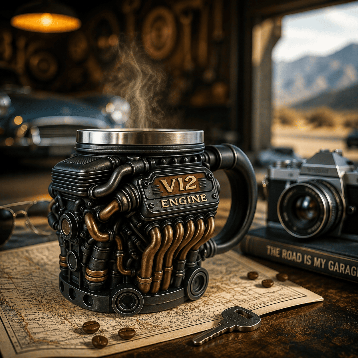 Black V12 Engine Mug
