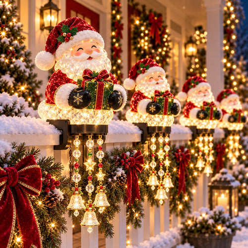 🎄 Christmas Porch Railing Lights – 4 Festive Character Designs