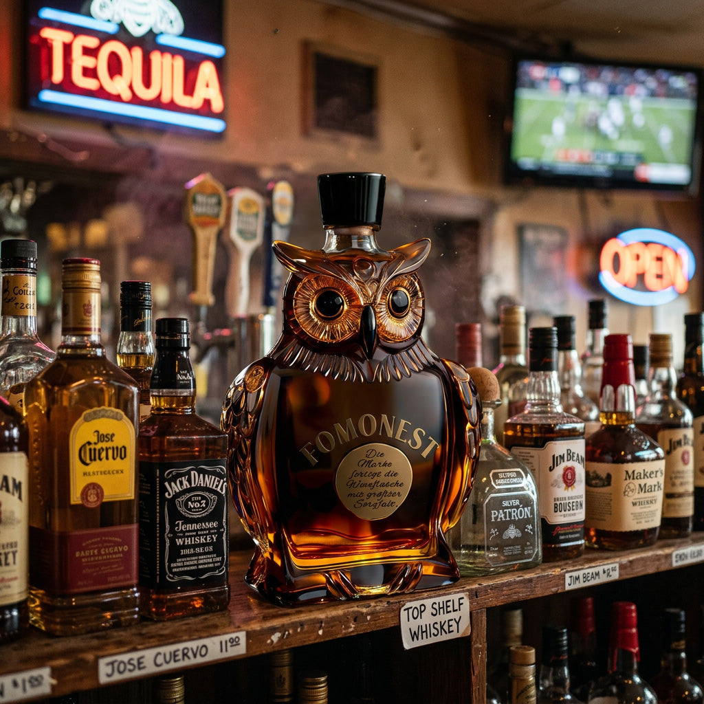 FOMONEST™ Owl Whiskey Decanter 350 ml ——Unique Glass Bottle for Whiskey, Wine & Liquor