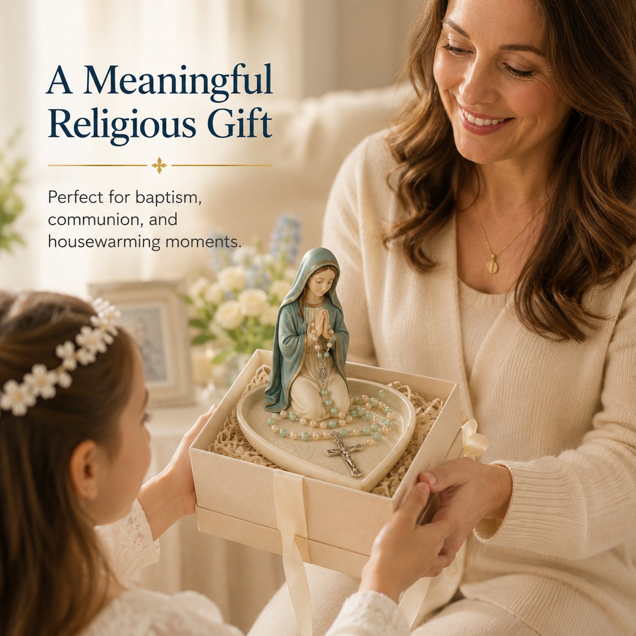 ✝️ Last Day 50% OFF - Graceful Faith Virgin Mary Ceramic Rosary Holder Keepsake Tray