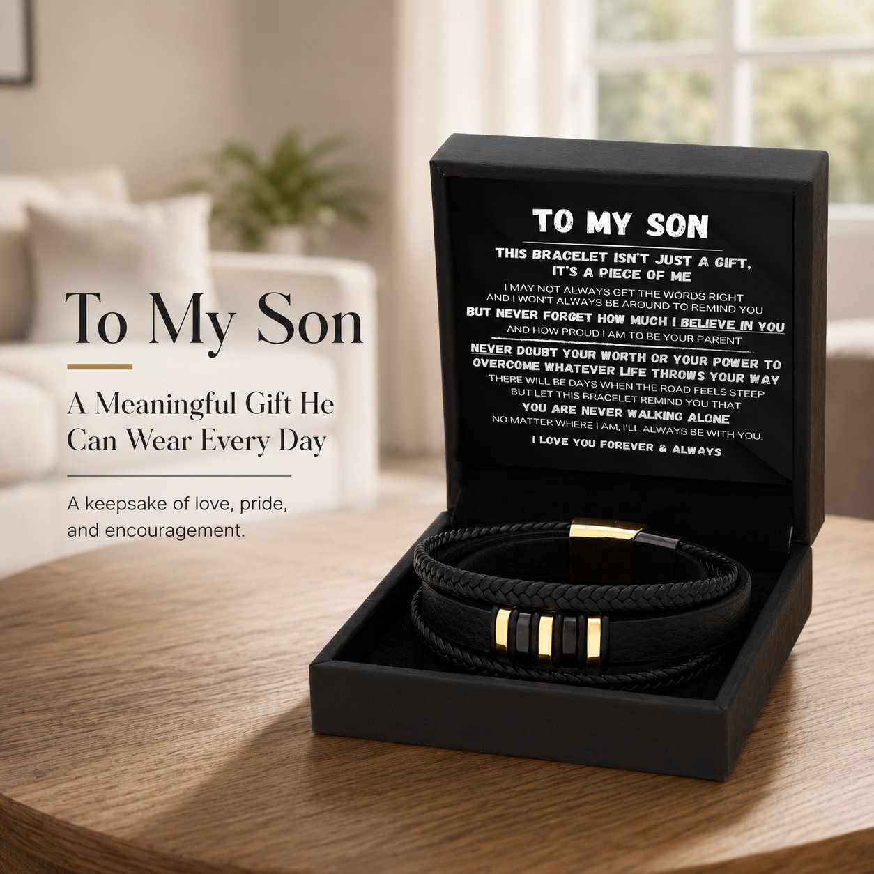🖤To My Son — Never Walk Alone Braided Bracelet Set 🎁