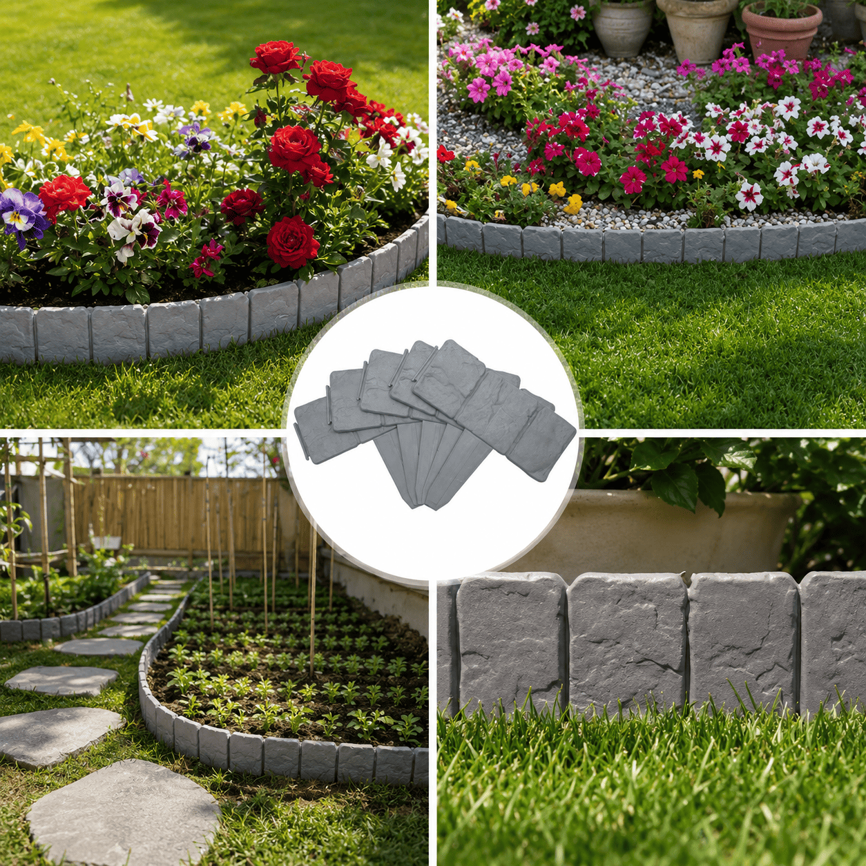 Faux Stone Landscape Edging Border with Realistic Natural Rock Appearance