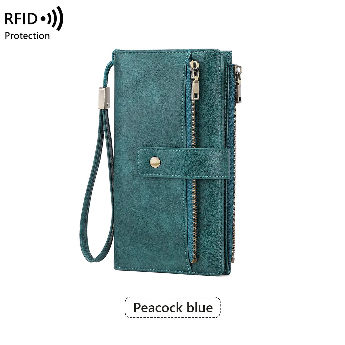 🔥Women's long wallet, stylish clutch, elegant solid color RFID blocking wallet