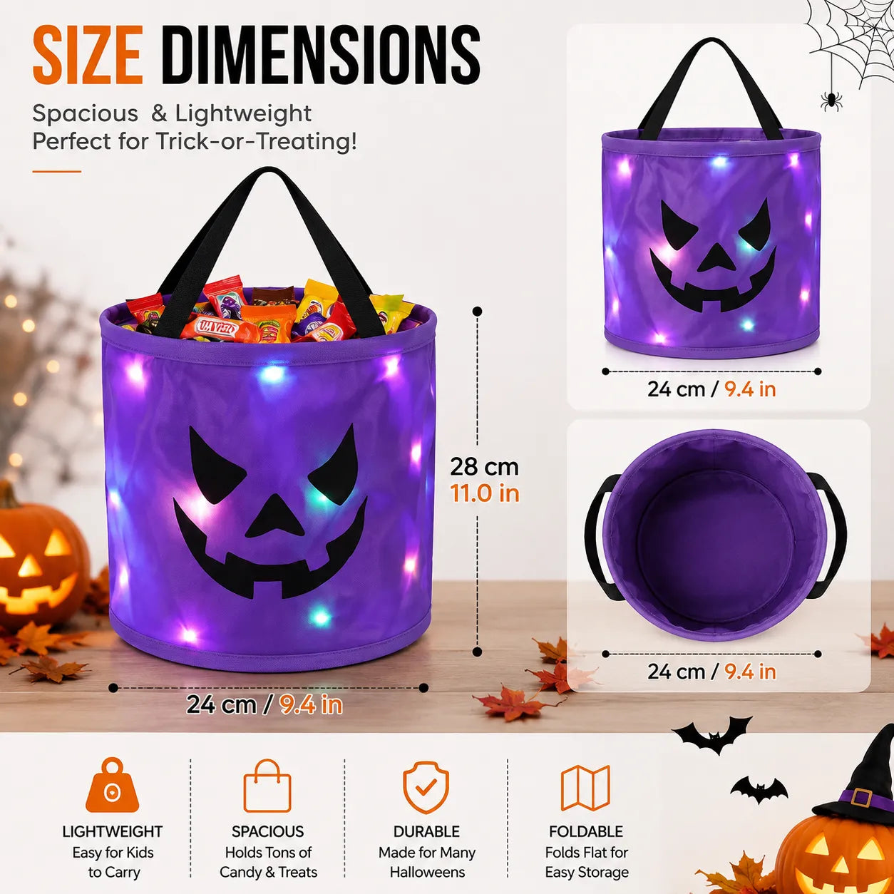🎃LED Light-Up Halloween Candy Bag