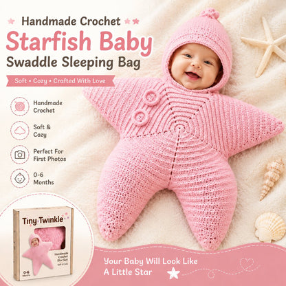 ⭐ Handmade Crochet Starfish Baby Swaddle Sleeping Bag — A Cozy Little Star Wrap For Your Newborn’s Sweetest Moments 🌙✨