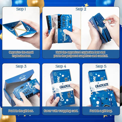 🔥2026 Graduation Explosion Pop Gift Box 🎓 Surprise Bounce Cash Box Grad Party Gift Bag Set