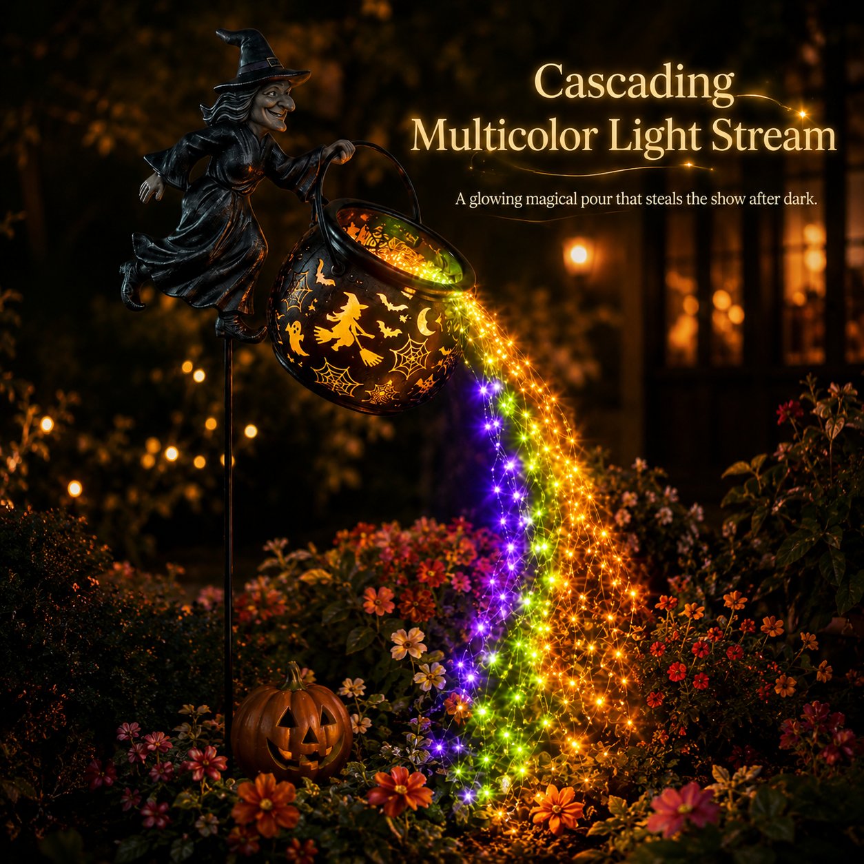Halloween Witch Cauldron Solar Garden Light | 2026 Spooky Outdoor Decor