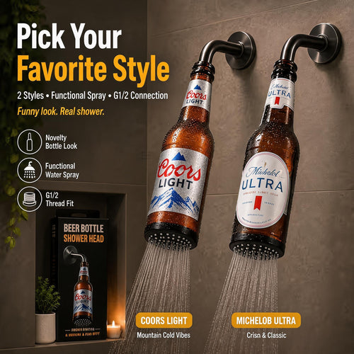 Beer‑Bottle Novelty Shower Head 🍻🚿