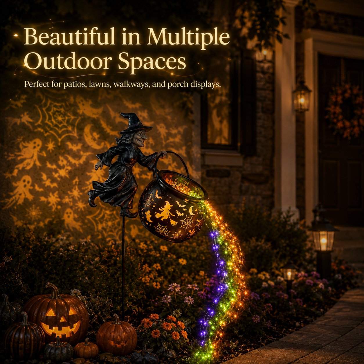 Halloween Witch Cauldron Solar Garden Light | 2026 Spooky Outdoor Decor