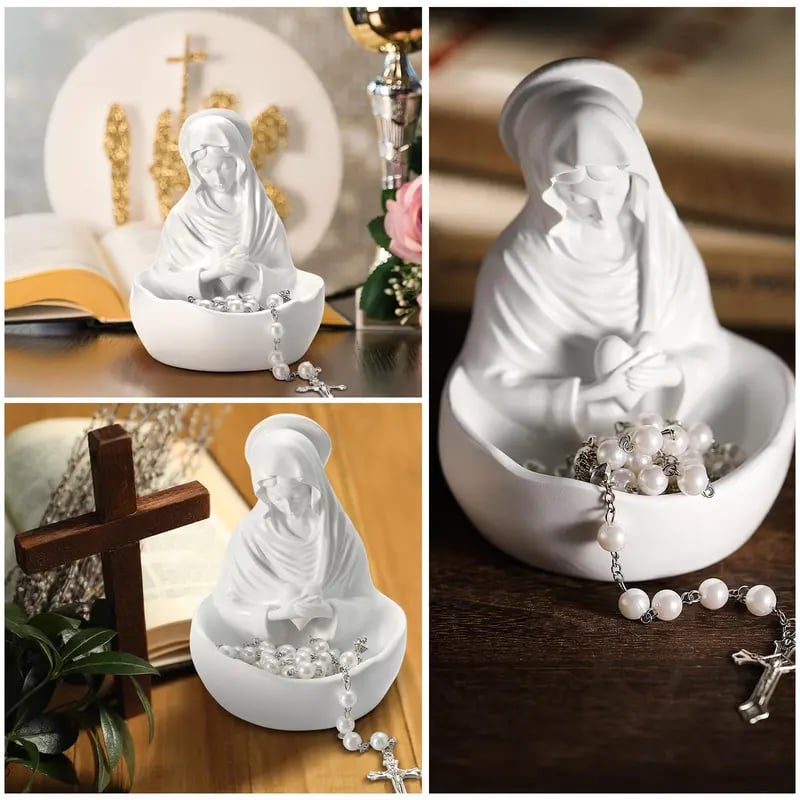 Resin Blessed Virgin Mary Rosary Holder Statue