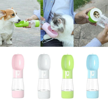 🐾 All-in-One Portable Pet Water Food Bottle for Walking & Travel