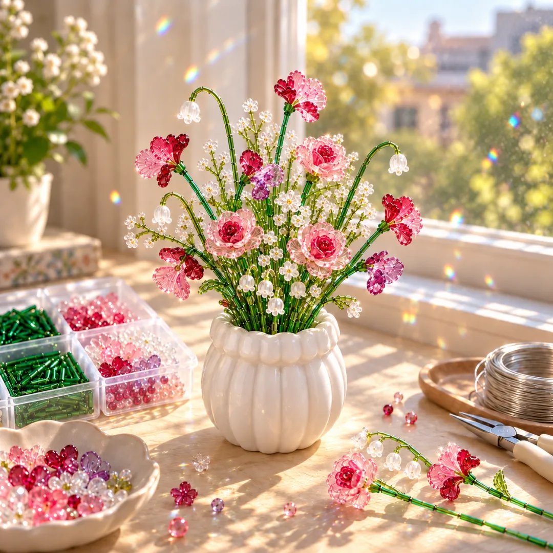 🌸 DIY Beaded Wildflower Bouquet Kit – Handmade Crystal Flower Craft Set