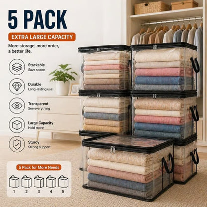 🔥Last Day 49% OFF📦Portable Large Heavy-Duty Thick Plastic Clear Storage Box with Hinged Lid | Home, Travel & Camping