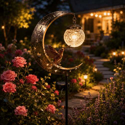 🌙 Moonlit Hummingbird Solar Garden Light🐦