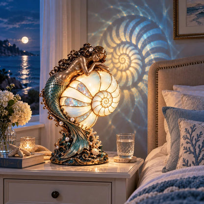 ✨🐚 Moon Tide Mermaid Nautilus Lamp🐚