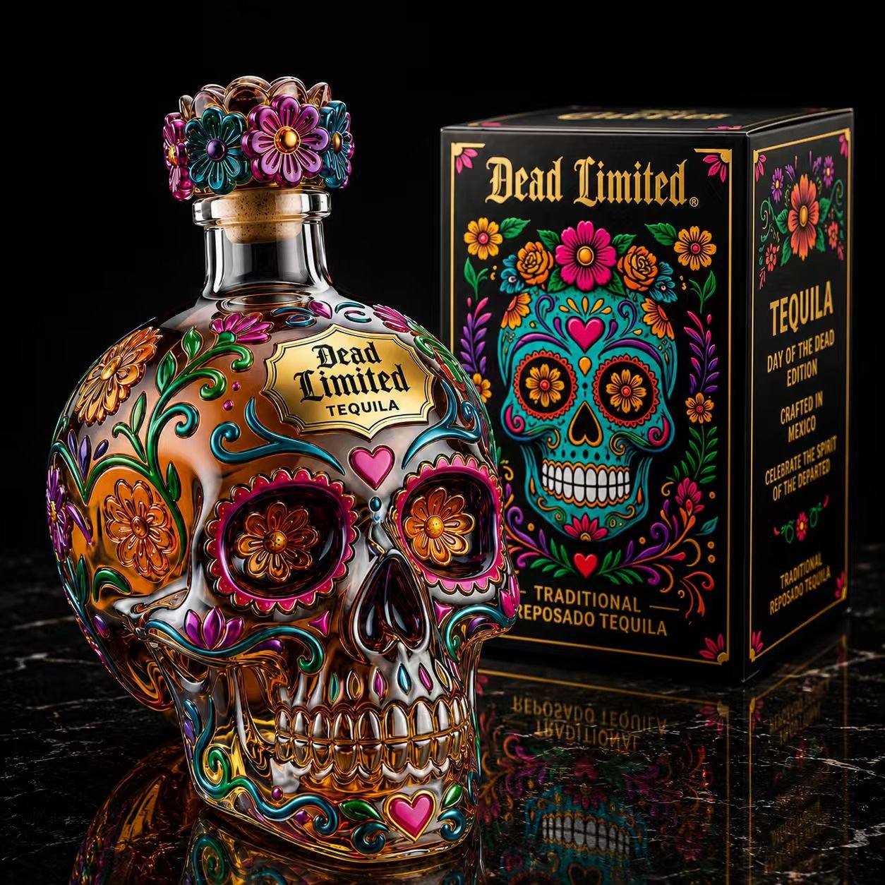 🎁Halloween 50% OFF🍷Skull Tequila Bottle – Colorful Collector’s Gift Box🎁