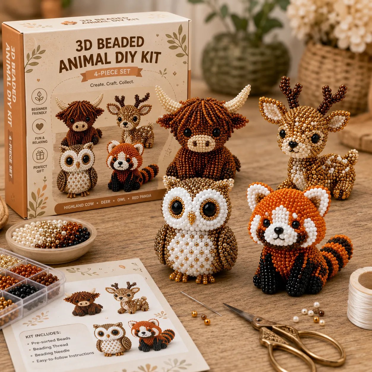 🔥2026 Hot Sale -🧵 3D Beaded Animal DIY Kit | Perfect Gift for Craft & Animal Lovers ✨