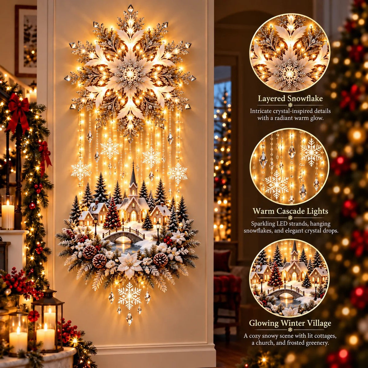 🔥Buy 2 Get 20% OFF🔥Christmas Snowflake Village Lighted Wall Decor