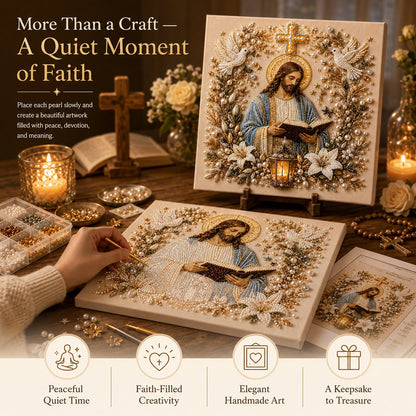 🔥 Last Day 50% OFF – ✝️ DIY Jesus Pearl Art Kit | 3D Pearl-Style Christian Artwork for Prayer Corners & Faith Gifts